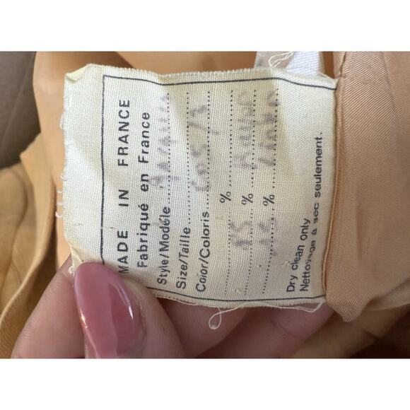 Vintage Celine Paris Blazer Skirt Suit Outfit Set Peach Size 6 EUR 36 Logo Prep - Picture 12 of 14